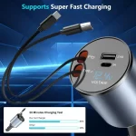 100W Super Fast USB C Car Charger 4 in 1 Car Charger 31.5