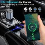 100W Super Fast USB C Car Charger 4 in 1 Car Charger 31.5