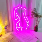 45x25cm sexy female model neon light LED pink girl illuminated logo for background decoration, wall mounted adjustable light