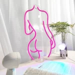 45x25cm sexy female model neon light LED pink girl illuminated logo for background decoration, wall mounted adjustable light