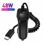 48W Car Charger With Spring Micro USB Type C Cable For iPhone 12 11 XR 8 Cigarette Lighter USB Truck Car Charger For Phone