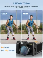 4K Digital Camera for Photography and Video Autofocus Anti-Shake 48MP Compact Vlogging Camera 3” 180° Flip Screen with Flash