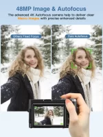 4K Digital Camera for Photography and Video Autofocus Anti-Shake 48MP Compact Vlogging Camera 3” 180° Flip Screen with Flash