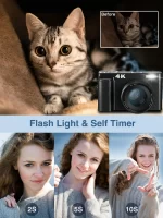 4K Digital Camera for Photography and Video Autofocus Anti-Shake 48MP Compact Vlogging Camera 3” 180° Flip Screen with Flash
