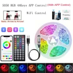 1-30M Led Strip Lights Bluetooth APP Control RGB LED Lights for TV USB 5V WIFI Led Tape for TV Backlight Room Party Decoration