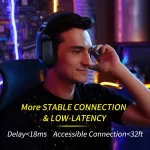 BINNUNE BW06 2.4GHz Wireless Gaming Headset with Mic for PS5 PS4 PC Mac Playstation Bluetooth Gaming headphone with Microphone