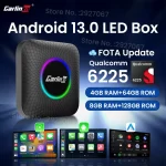 CarlinKit CarPlay Ai Box Android 13 SM6225 8 cores 8G+128G Smart Android TV Box Wireless CarPlay Android Auto Support 512GB SD
