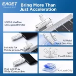 Eaget USB 3.2 OTG Type C Pen Drive 2 in 1 USB Flash Drive 32GB 64GB 128GB 256GB 512GB Customized Metal Pendrive For Macbook PC