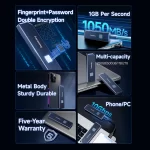 Fanxiang PS1000 Pro 10Gbps Portable Solid State Drive Fingerprint Unlocking External Portable SSD Type-C NVME PSSD Data Backup