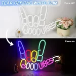 Good Vibes Neon Sign Light, For Wall Decor Good Vibes Only Hand Neon Signs, Bedroom Game Room Light Up LED Wall Sign, Cool Thing
