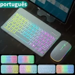 Keyboard For Tablet Android iOS Windows Wireless Mouse Keyboard Bluetooth-compatible Rainbow Backlit Keyboard For iPad Phone