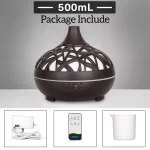 Humidifier Aromatherapy Essential Oil Diffuser Hollow Wood Grain Remote Control Ultrasonic Air Humidifier Cool with 7 Color LED