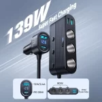 Joyroom 139W 7 in 1 Car Charger Adapter Fast PD QC3.0 Socket Cigarette Lighter Splitter Charge Independent Switches DC Outlet