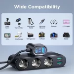 Joyroom 139W 7 in 1 Car Charger Adapter Fast PD QC3.0 Socket Cigarette Lighter Splitter Charge Independent Switches DC Outlet