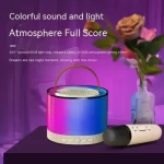 K52 Wireless Bluetooth Speaker Multifunction with 2 Microphone RGB Portable Music Player Karaoke Machine for Child Home Gift