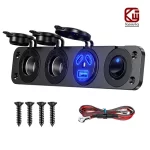 Kewig 108W 12V QC3.0 Cigarette Lighter Socket Splitter with Toggle Switch Dual 45W PD & 18W QC3.0 Car USB Charger Socket Panel