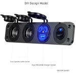 Kewig 108W 12V QC3.0 Cigarette Lighter Socket Splitter with Toggle Switch Dual 45W PD & 18W QC3.0 Car USB Charger Socket Panel