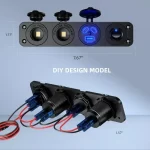 Kewig 108W 12V QC3.0 Cigarette Lighter Socket Splitter with Toggle Switch Dual 45W PD & 18W QC3.0 Car USB Charger Socket Panel