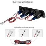 Kewig 108W 12V QC3.0 Cigarette Lighter Socket Splitter with Toggle Switch Dual 45W PD & 18W QC3.0 Car USB Charger Socket Panel