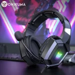 ONIKUMA Gaming Headphones with Flexible HD Mic RGB Light Surround Sound Over-Ear Wired Headset Gamer for PC Gaming Xbox