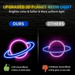 Planet Neon Sign, 10 Levels Brightness LED Neon Lights Signs For Wall Decor, USB Powered Neon Lights For Bedroom