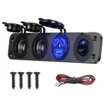 Kewig 108W 12V QC3.0 Cigarette Lighter Socket Splitter with Toggle Switch Dual 45W PD & 18W QC3.0 Car USB Charger Socket Panel