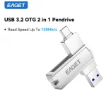 Eaget USB 3.2 OTG Type C Pen Drive 2 in 1 USB Flash Drive 32GB 64GB 128GB 256GB 512GB Customized Metal Pendrive For Macbook PC