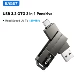 Eaget USB 3.2 OTG Type C Pen Drive 2 in 1 USB Flash Drive 32GB 64GB 128GB 256GB 512GB Customized Metal Pendrive For Macbook PC