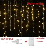 Garland Street Wedding Decoration Garden Christma Decor Outdoor LED 4×0.6m Holiday Light for Patio Fairy String Curtain Light