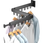 Wall Mounted Clothes Drying Rack For Laundry Room Organization, Folding and Collapsible Indoor Laundry Hanger Dryer Rack