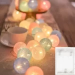 LED Cotton Balls String Lights Battery or USB Powered Fairy Garland Lighting Strings Christmas Holiday Wedding Party Decoration