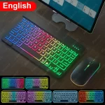 Keyboard For Tablet Android iOS Windows Wireless Mouse Keyboard Bluetooth-compatible Rainbow Backlit Keyboard For iPad Phone