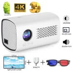 T100 Android 9 1+16G 1080P Projector Full Decode 4K Projetor Dual 6G Wifi6 BT5.2 180Ansi Cinema Home Keystone HDMI Proyector