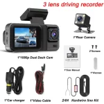 3 Channel Car DVR Three Way Dash Cam Inside Vehicle Camera DVRs Recorder FHD 1080P Video Mini Registrator Dashcam Camcorder