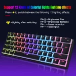 60% wired gaming keyboard, RGB backlight ultra compact mini keyboard, waterproof small compact 61 key keyboard for pc/Mac gamers