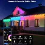 Smart Permanent Outdoor Lights App Remote Voice Control Eaves LED RGBIC Light Waterproof Music Sync Timer for Christmas Holiday