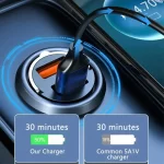 Total 100W Car Charger Cigarette Lighter Car Charger PD Fast Charging Mobile Phone Invisible Quick Charge 3.0 USB Type C Charger