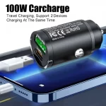 Total 100W Car Charger Cigarette Lighter Car Charger PD Fast Charging Mobile Phone Invisible Quick Charge 3.0 USB Type C Charger