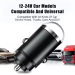 Total 100W Car Charger Cigarette Lighter Car Charger PD Fast Charging Mobile Phone Invisible Quick Charge 3.0 USB Type C Charger