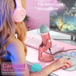 USB Condenser Microphone Pink Studio Recording Mic for PC Mac Computer Phone Gaming Streaming Podcasting Vocals Laptop Desktop