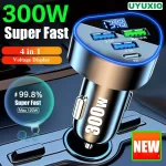 UYUXIO 4 in 1 USB C Car Charger with Voltage Display Super Fast Charging Adapter in Car for iPhone 15 Samsung Huawei Oneplus