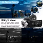 Video Camera Full HD 1080P Digital Camcorder Ordro V12 Infrared Night Vision Home Use Camara for Youtuber Beginner Vlogging