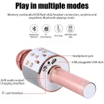 WS858 Karaoke Microphone for Kids Singing 5 in 1 Wireless Bluetooth Microphone with LED Lights Machine Portable Mic Speaker