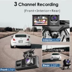 WiFi 3 Channel Car DVR Three Way Dash Cam Inside Vehicle Camera DVRs Recorder FHD 1080P Video Mini Registrator Dashcam Camcorder