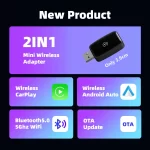 Wireless Carplay Adapter Android Auto 2in 1 Smart Dongle 2024 5G WIFI For iphone Android Phone For Volvo Benz Mg Kia Chery VW