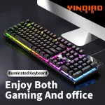 YINDIAO Keyboard Gaming Wired Laptop Desktops PC Computer Office Accessories Low Profile Gamer Keyboards With Numpad