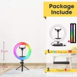 Tripod With RGB Ring Light For Phone Tripod Camera Stand Selfie Photography Light LED Lamp Color Photo Studio For YouTube Live