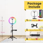 Tripod With RGB Ring Light For Phone Tripod Camera Stand Selfie Photography Light LED Lamp Color Photo Studio For YouTube Live