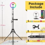 Tripod With RGB Ring Light For Phone Tripod Camera Stand Selfie Photography Light LED Lamp Color Photo Studio For YouTube Live