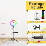 Tripod With RGB Ring Light For Phone Tripod Camera Stand Selfie Photography Light LED Lamp Color Photo Studio For YouTube Live
